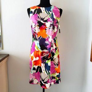 NWT Alyx colorful floral pink white sheath dress sz 4 spring summer party Easter